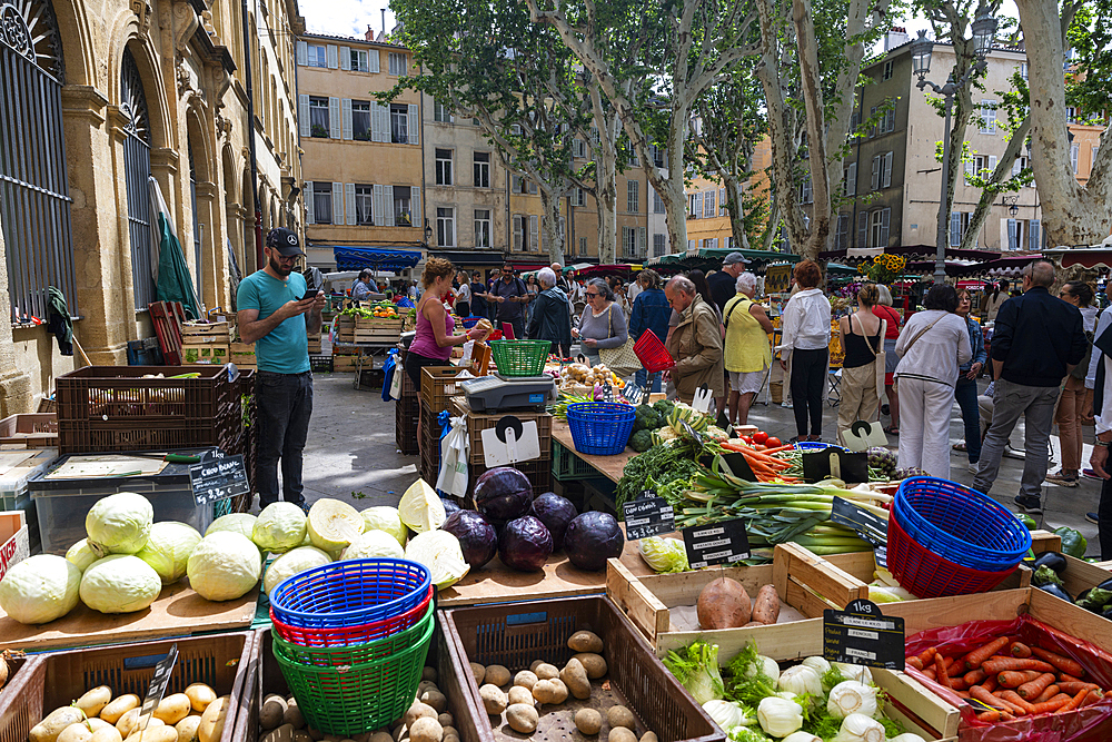 Market in the old city center of Aix en Province, Bouches du Rhone, Provence-Alpes Maritimes-Cote d'Azur, France, Europe