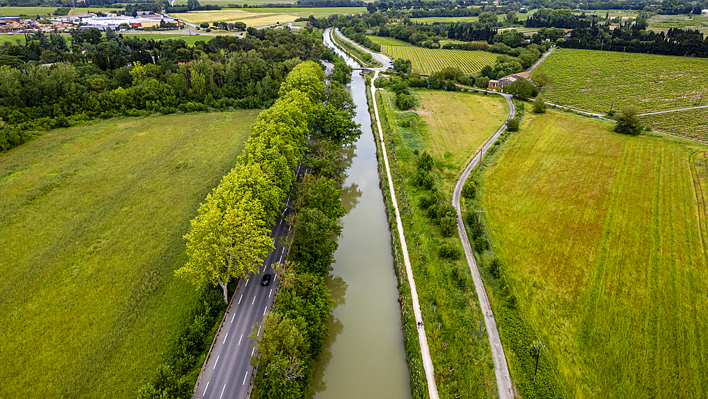 Canal du Midi near Carcassonne, UNESCO World Heritage Site, Aude, Occitania, France, Europe