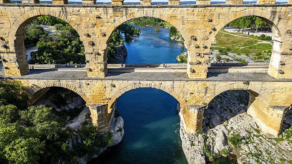 The Pont du Gard, a Roman aqueduct, UNESCO World Heritage Site, Vers-Pont-du-Guard, Occitanie, France, Europe