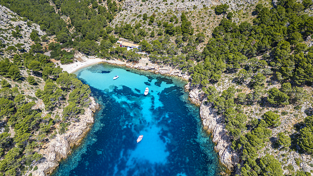 Aerial of the Formentor Peninsula, Mallorca, Balearic islands, Spain, Mediterranean, Europe