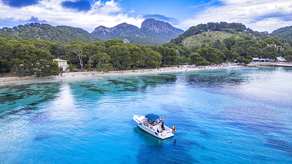 Aerial of the Formentor beach on the Fomentor Peninsula, Mallorca, Balearic islands, Spain, Mediterranean, Europe