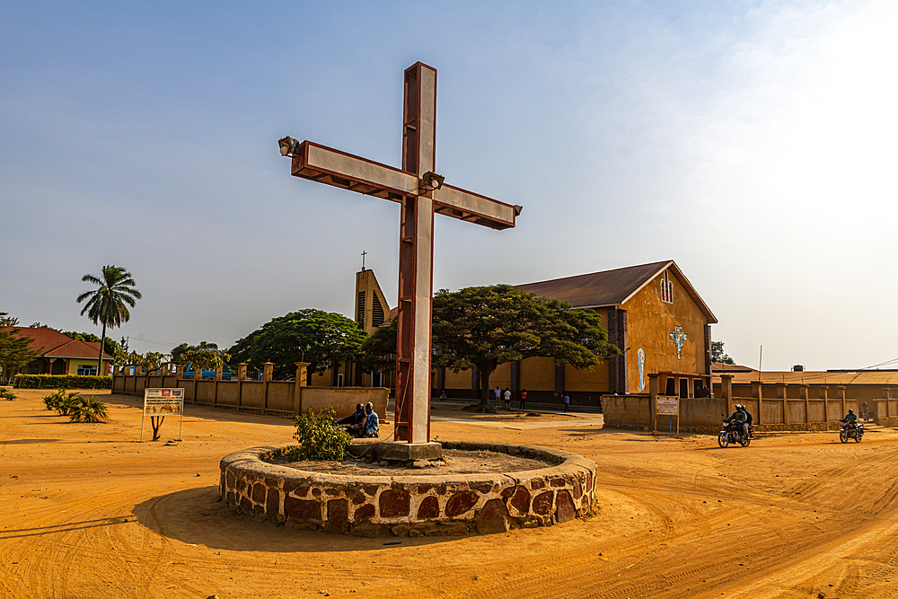 Huge cross in front of the Cathedral of Bunia, Ituri, Democratic Republic of Congo, Africa