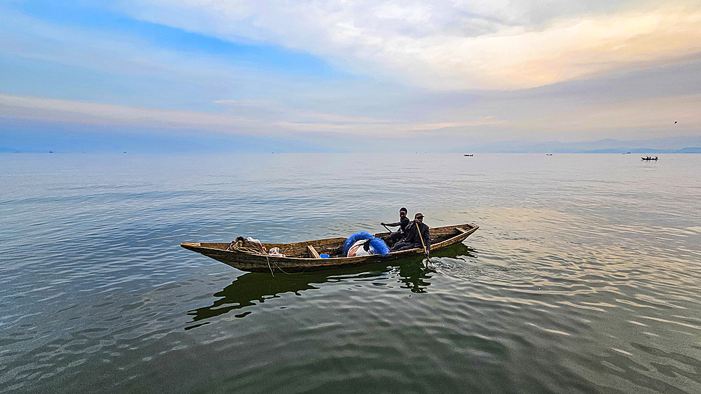 Fishing boat on lake Kivu, Goma, Democratic Republic of Congo, Africa