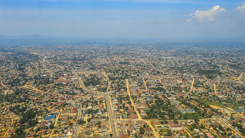 Aerial of Goma, Democratic Republic of Congo, Africa