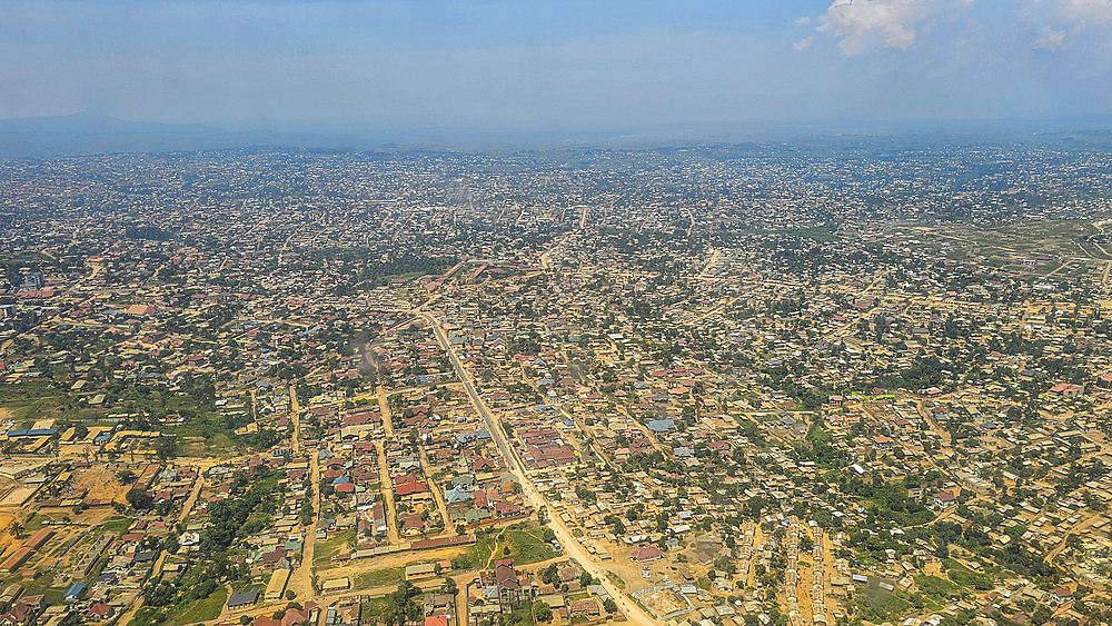 Aerial of Goma, Democratic Republic of Congo, Africa