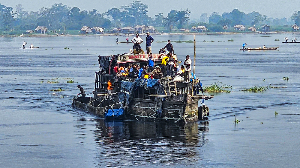 River boat on the Congo river, Mbandaka, Equateur province, Democratic Republic of Congo, Africa