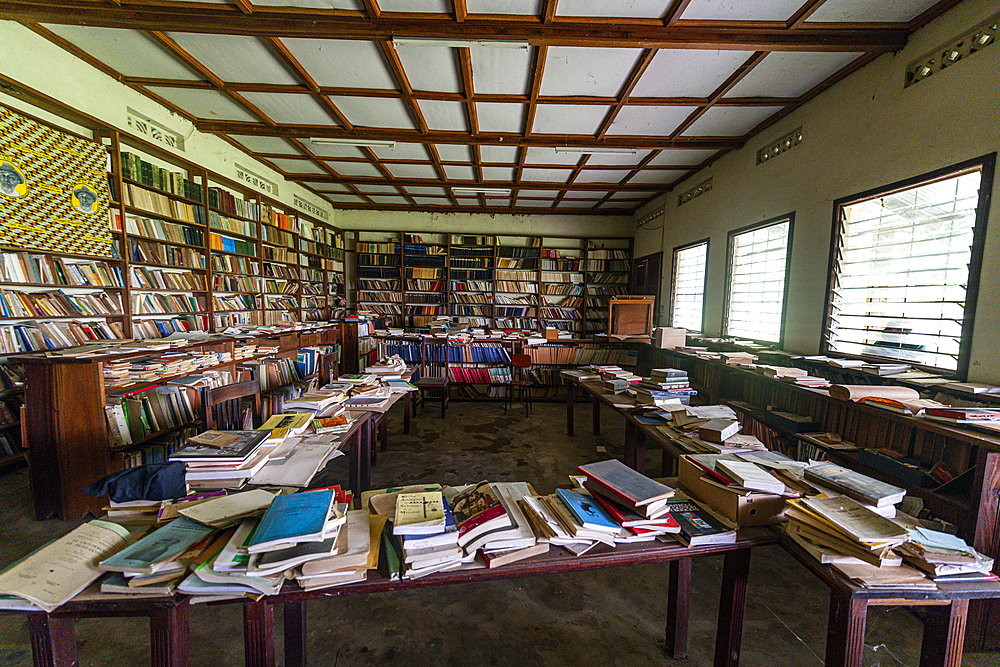 Library in the Church of Bamanya, Mbandaka, Equateur province, Democratic Republic of Congo, Africa