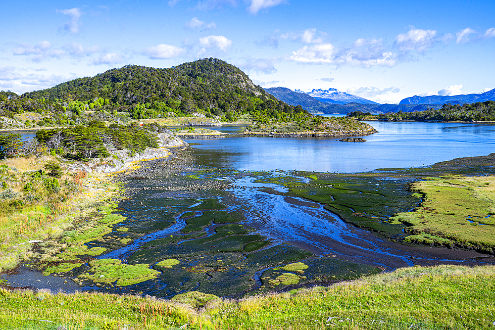 View over Wulaia Bay, Tierra del Fuego, Chile, South America