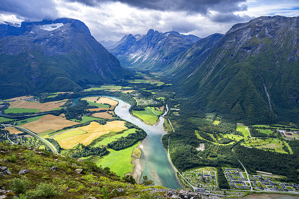 View over the mountainous scenery around Andalsnes, More og Romsdal, Norway, Scandinavia, Europe