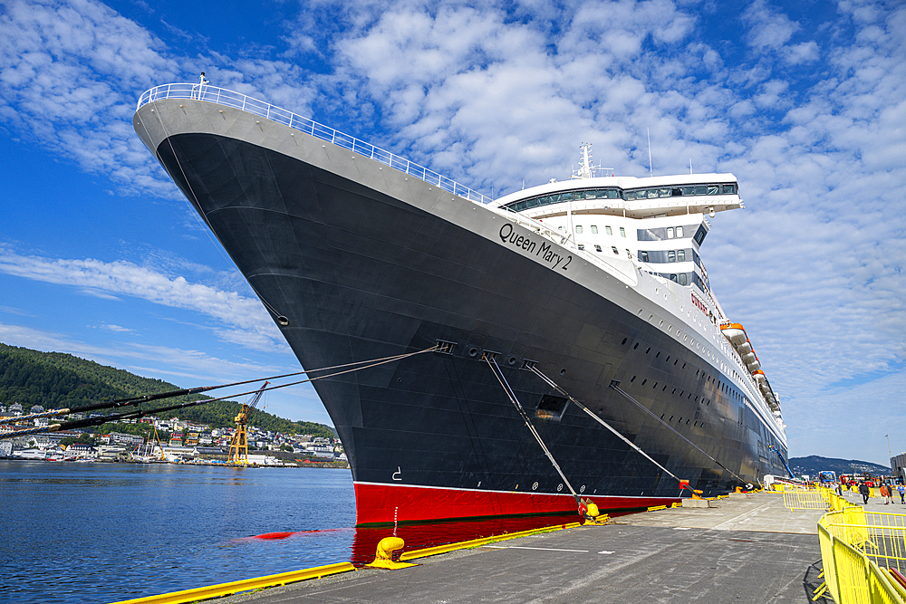 Queen Mary 2 anchoring in Bergen, Norway