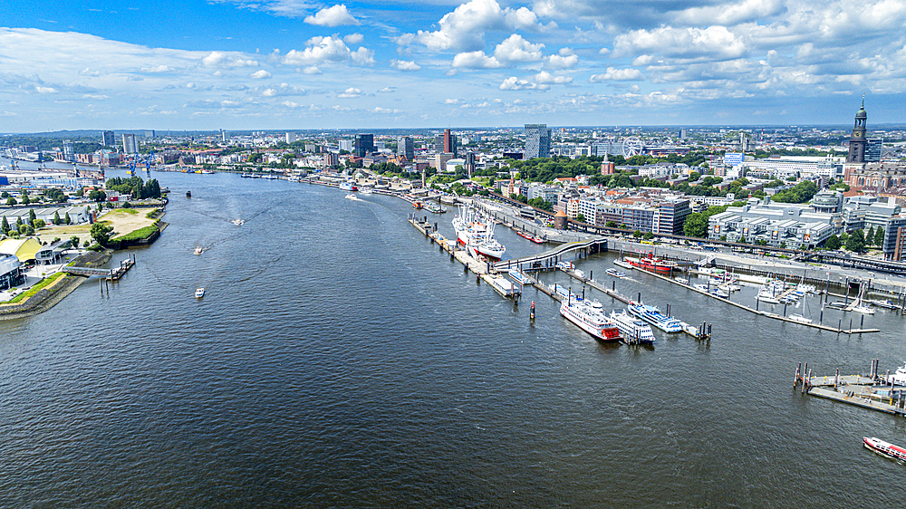 Aerial of the Speicherstadt, Hamburg, Germany, Europe, Europe