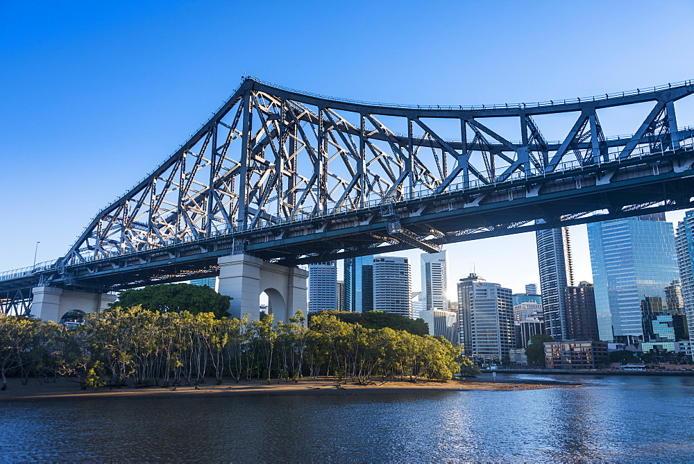 Iron train bridge (Story Bridge) across Brisbane River, Brisbane, Queensland, Australia, Pacific