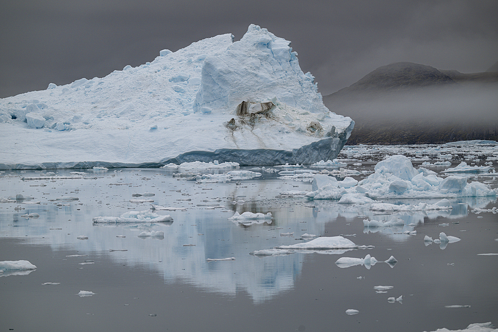 Floating iceberg near the Eqi glacier, Ilulissat, Western Greenland, Denmark, Polar Regions