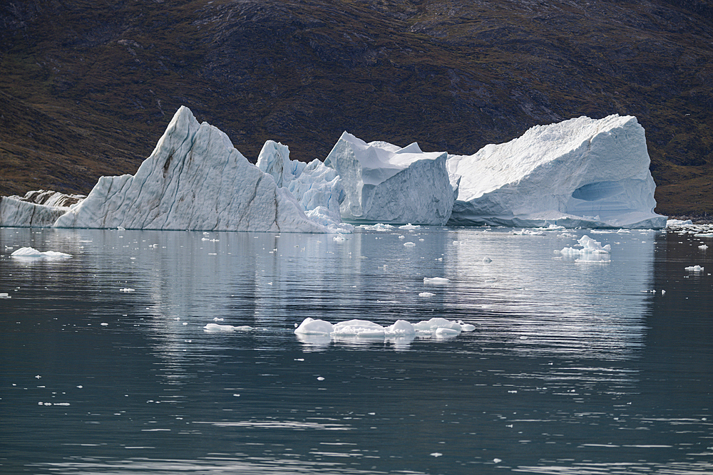 Floating iceberg near the Eqi glacier, Ilulissat, Western Greenland, Denmark, Polar Regions