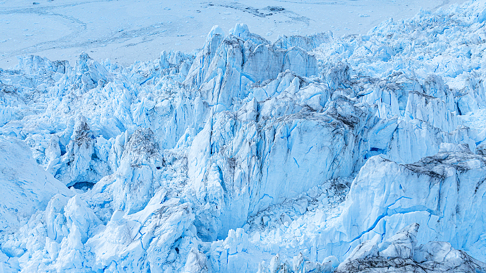 Aerial of the Eqi glacier, Western Greenland, Denmark, Polar Regions