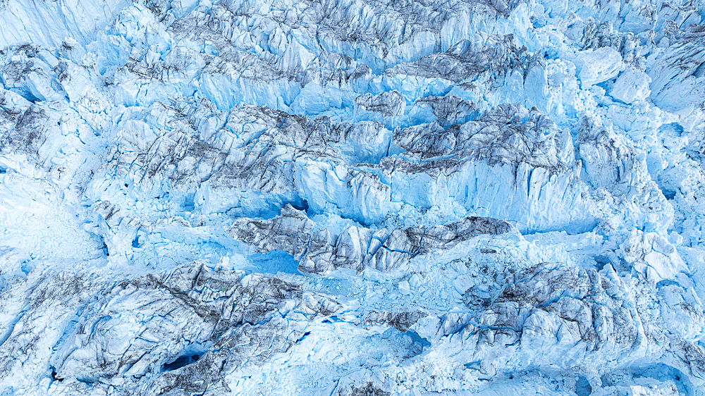 Aerial of the Eqi glacier, Western Greenland