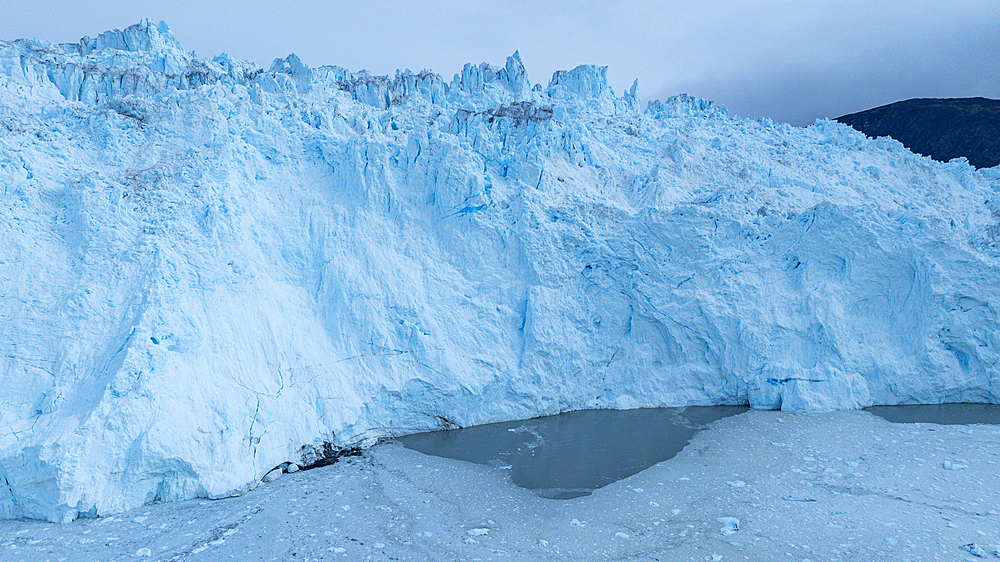 Aerial of the Eqi glacier, Western Greenland, Denmark, Polar Regions