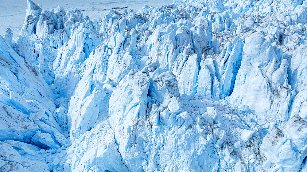 Aerial of the Eqi glacier, Western Greenland