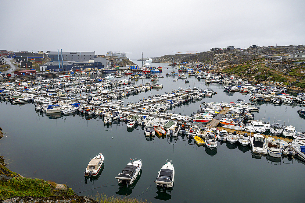 View over the harbour of Ilulissat, Western Greenland, Denmark, Polar Regions