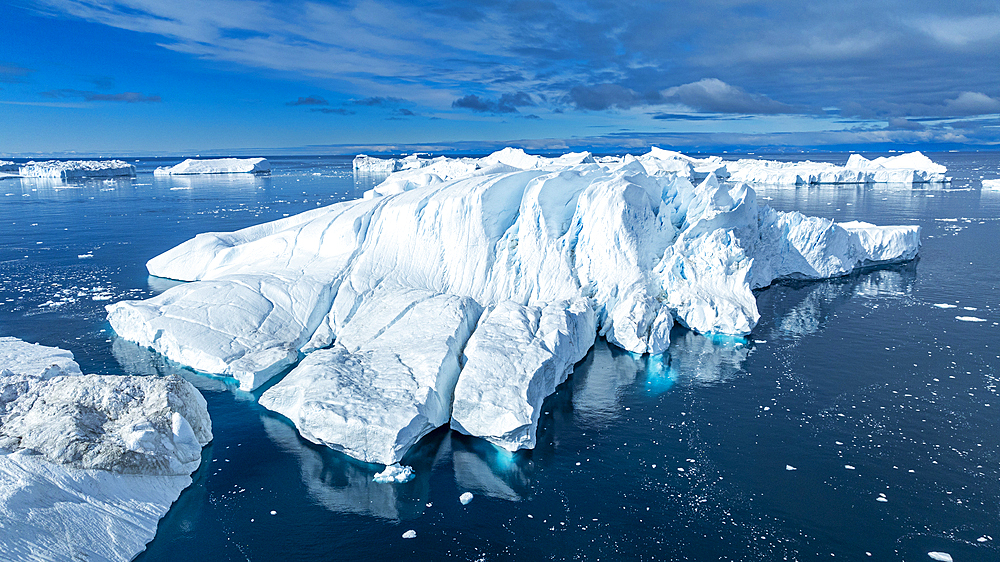 Aerial of the Ilulissat Icefjord, UNESCO World Heritage Site, Western Greenland, Denmark, Polar Regions