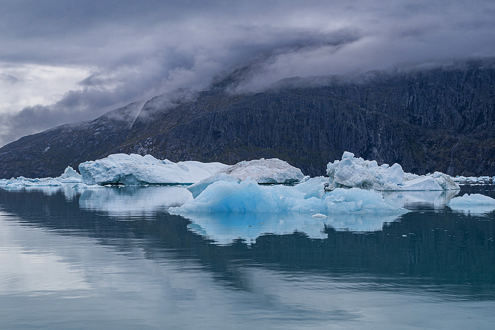 Floating icebergs in the Nuuk Icefjord, Western Greenland, Denmark, Polar Regions