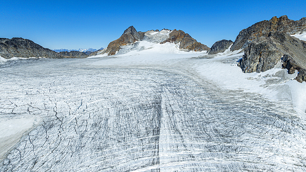 Aerial of a glacier, Kulusuk, Greenland, Denmark, Polar Regions