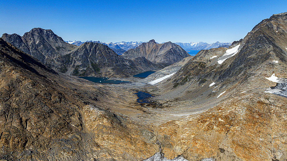 Aerials of the mountains around Kulusuk, Greenland, Denmark, Polar Regions