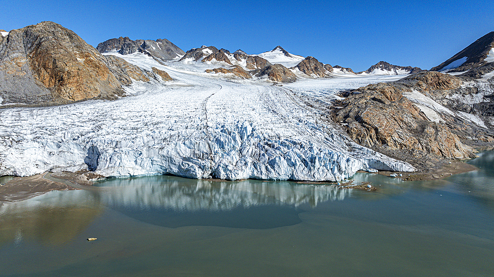 Aerial of a glacier, Kulusuk, Greenland, Denmark, Polar Regions