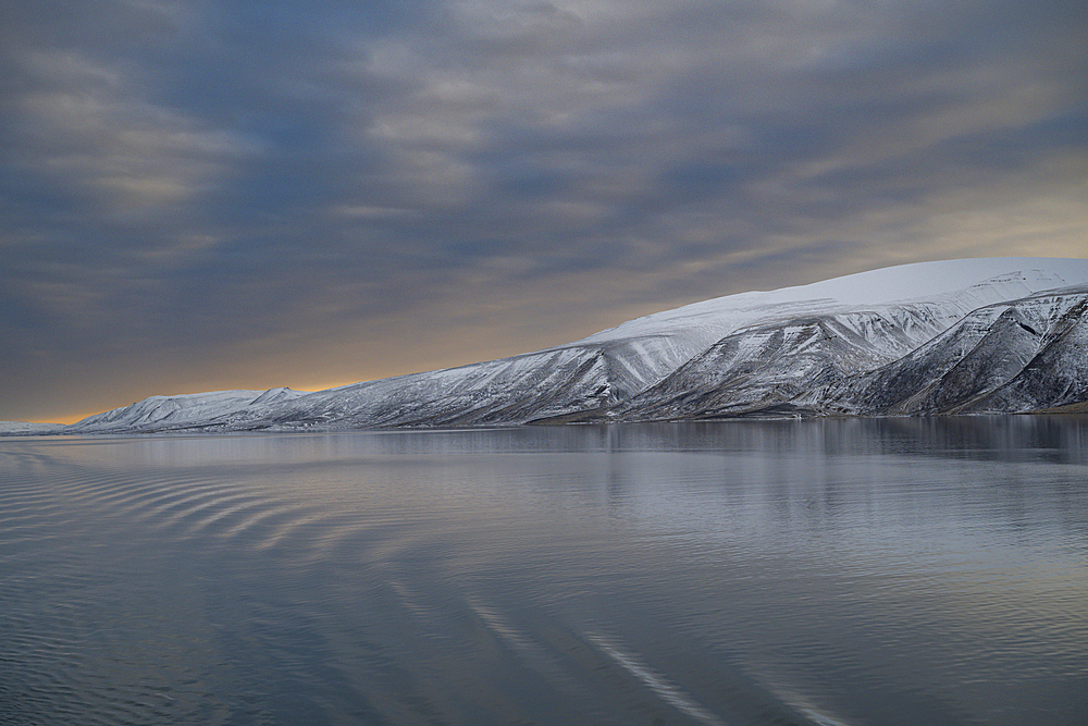 Sunset over Axel Heiberg island, Nunavut, Canadian Arctic, Canada, North America