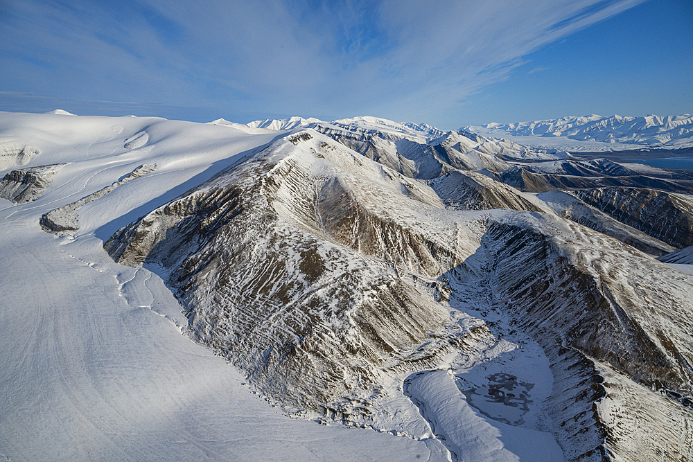 Aerial of Axel Heiberg island, Nunavut, Canadian Arctic, Canada, North America