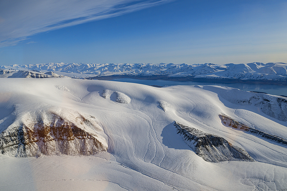 Aerial of Axel Heiberg island, Nunavut, Canadian Arctic, Canada, North America