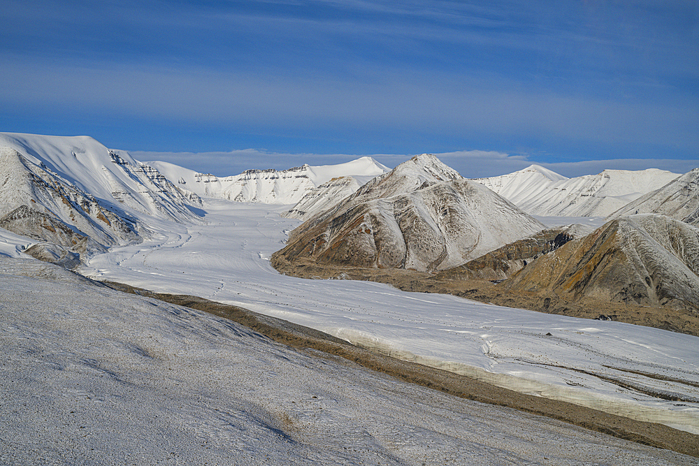 Aerial of Axel Heiberg island, Nunavut, Canadian Arctic, Canada, North America