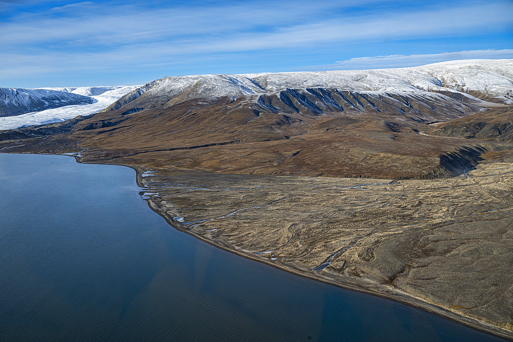 Aerial of Axel Heiberg island, Nunavut, Canadian Arctic, Canada, North America