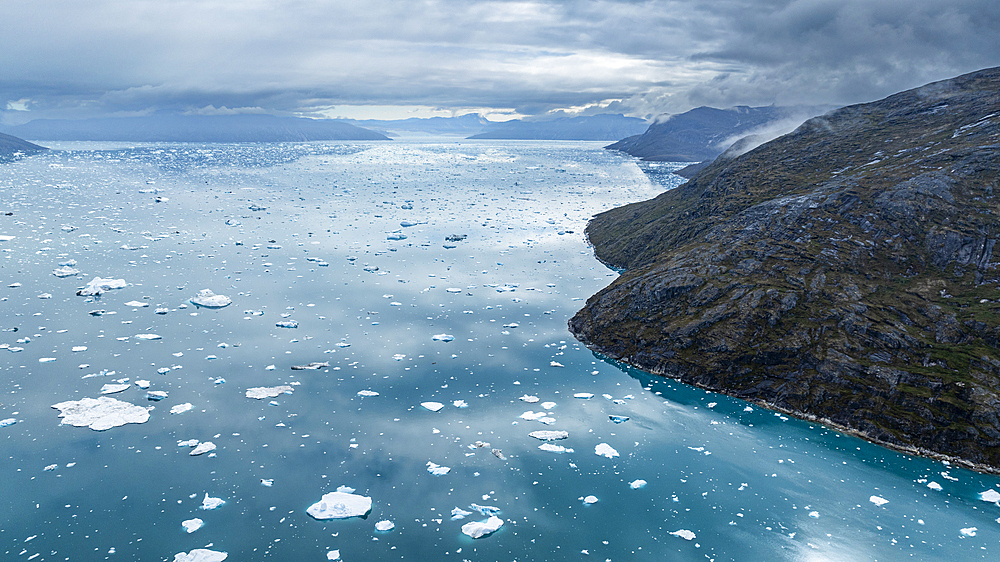 Aerial of the Nuuk Icefjord, Western Greenland, Denmark, Polar Regions