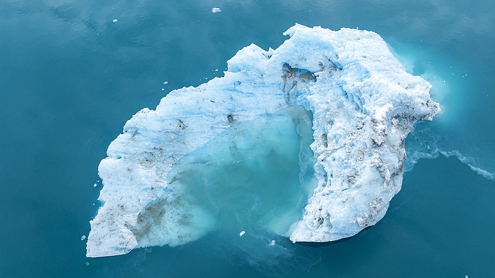 Aerial of an iceberg in the Nuuk Icefjord, Western Greenland, Denmark, Polar Regions