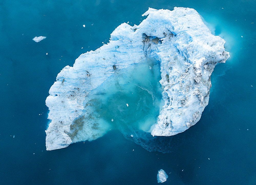 Aerial of an iceberg in the Nuuk Icefjord, Western Greenland, Denmark, Polar Regions