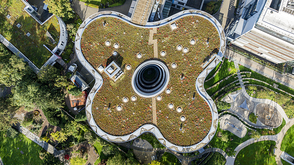 Aerial of Matthildenhoehe, UNESCO World Heritage Site, Darmstadt, Hesse, Germany, Europe