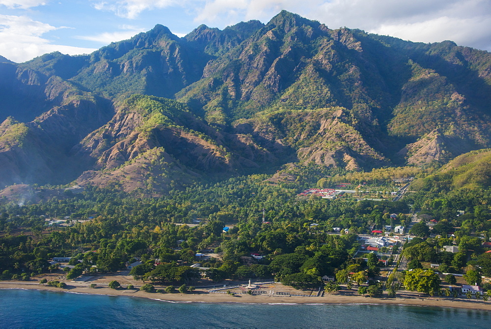 Aerial of the costal exclave Oecusse (Oecussi), East Timor, Southeast Asia, Asia