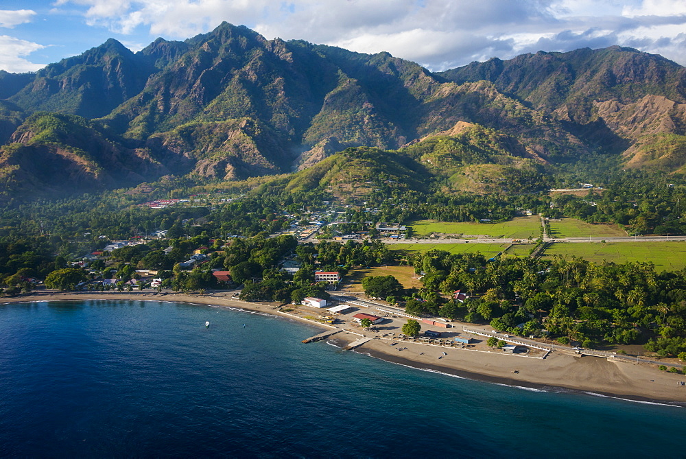 Aerial of the costal exclave Oecusse (Oecussi), East Timor, Southeast Asia, Asia