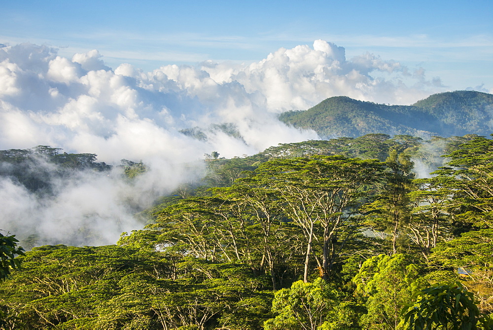 Clouds rolling in the mountains around Suai, East Timor, Southeast Asia, Asia