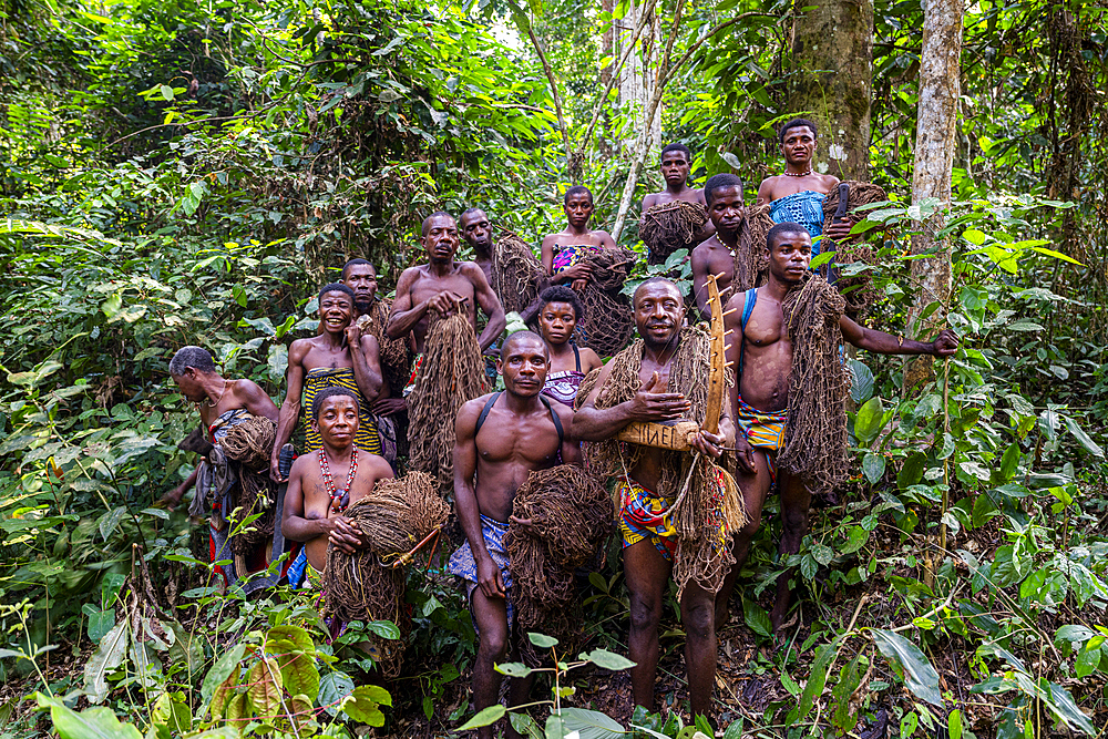 Pygmy tribe in the jungle, Unesco site Dzanga Sangha National Park, Central African Republic