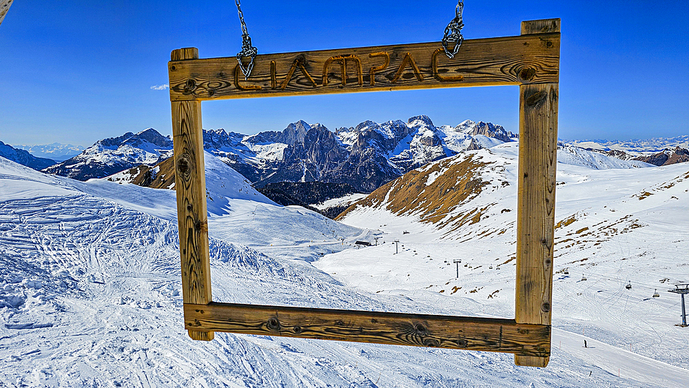 Ciampak valley over Alba, in winter Unesco site Dolomites, Italy