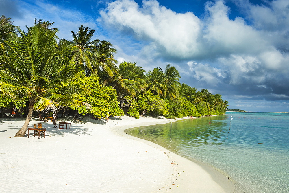 White sand beach and turquoise water, Sun Island Resort, Nalaguraidhoo island, Ari atoll, Maldives, Indian Ocean, Asia