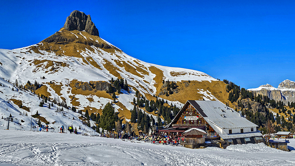 Ciampak valley over Alba, in winter Unesco site Dolomites, Italy