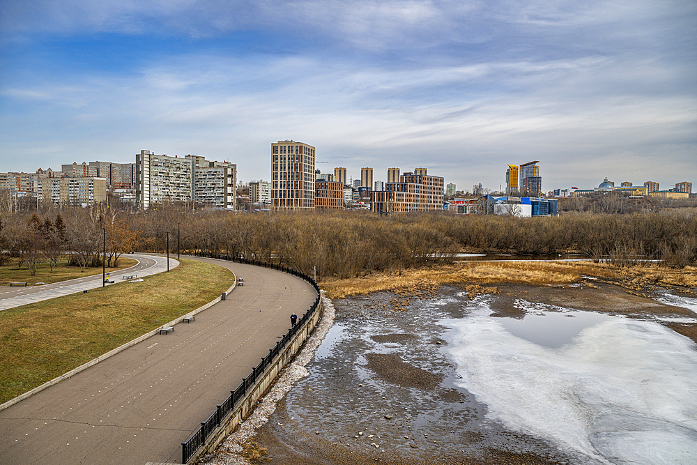 Riverbank of the Yenisey river, Krasnoyarsk, Siberia, Russia