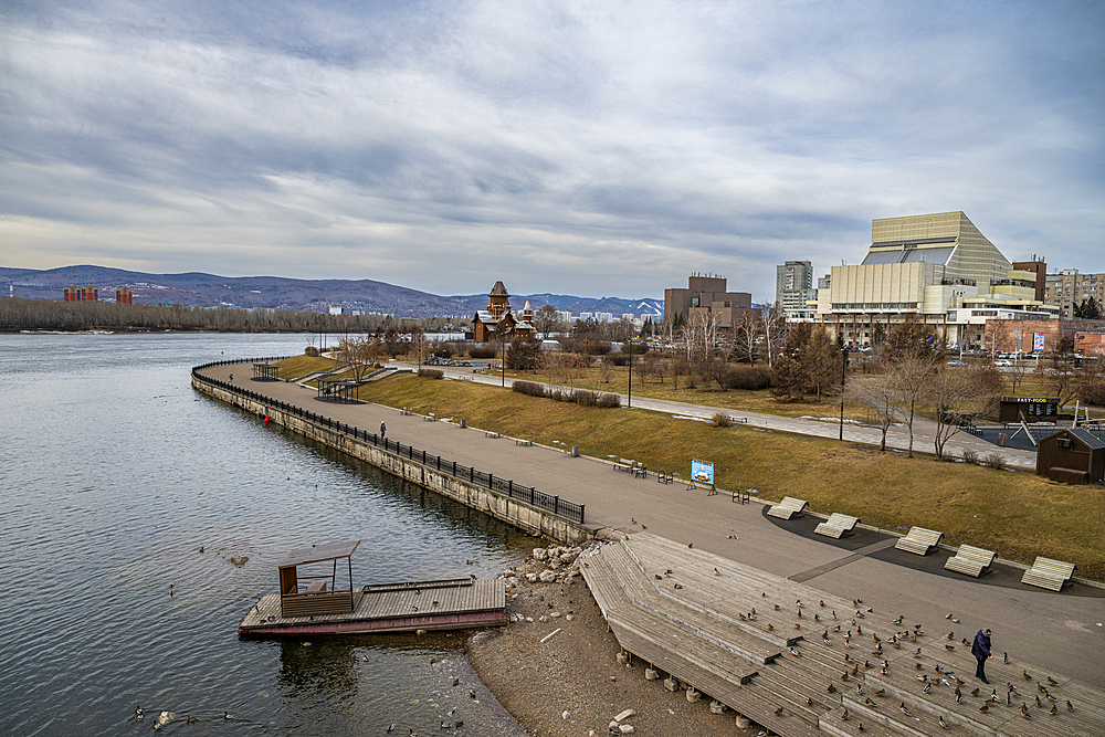 Riverbank of the Yenisey river, Krasnoyarsk, Siberia, Russia