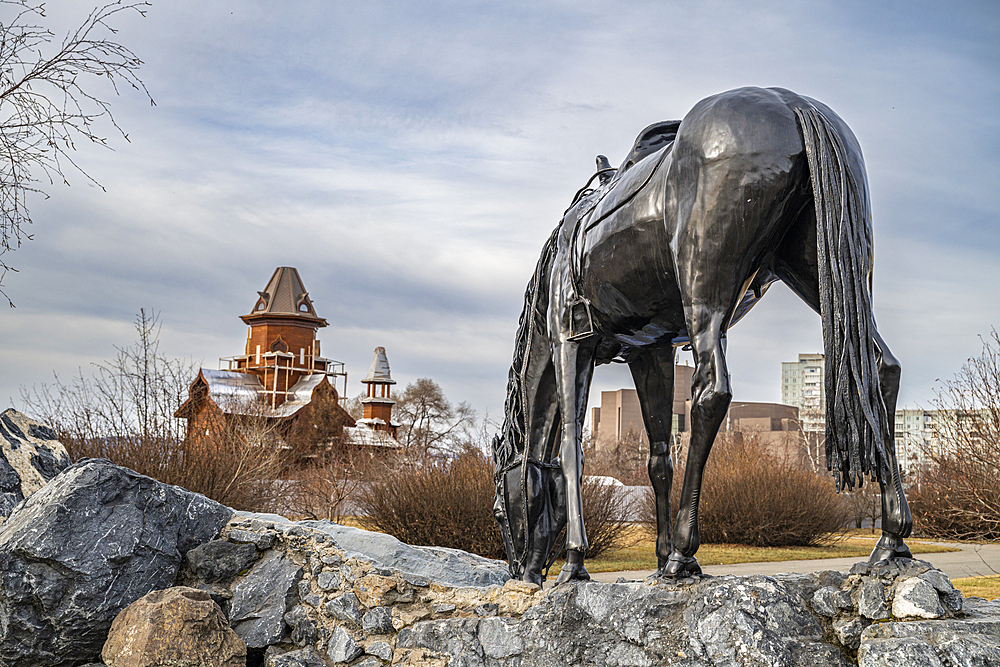 Horse monument in Krasnoyarsk, Siberia, Russia