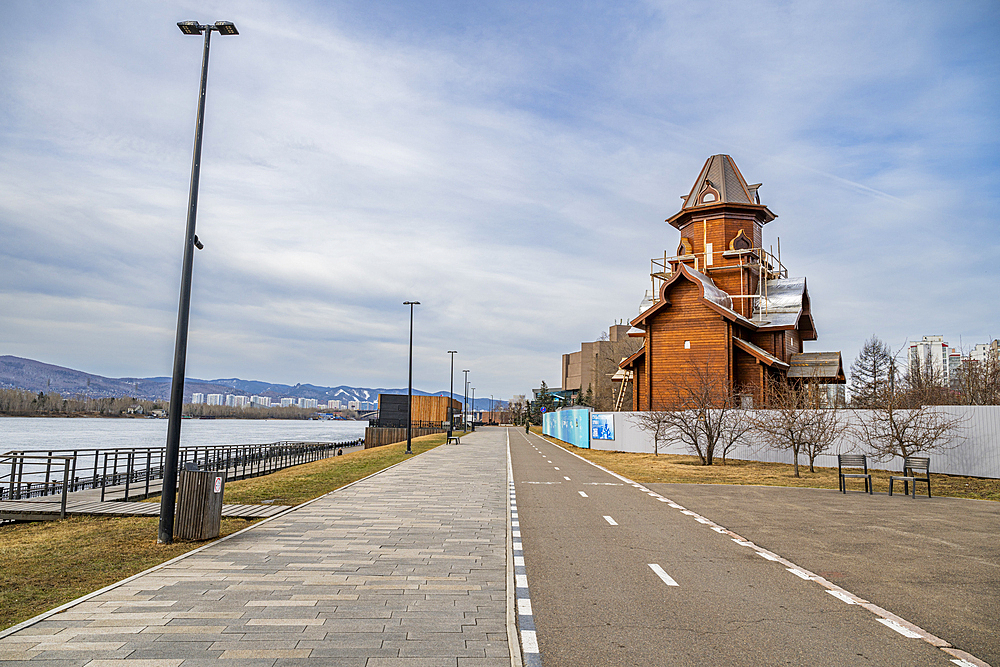 Riverbank of the Yenisey river, Krasnoyarsk, Siberia, Russia