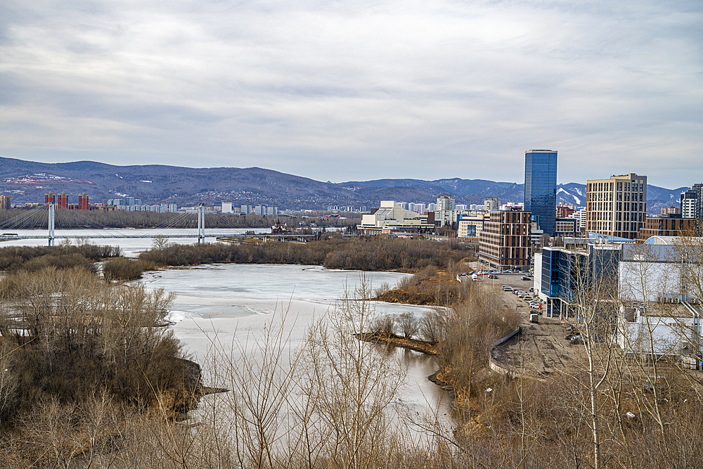 Overlook over the Yenisey river, Krasnoyarsk, Siberia, Russia