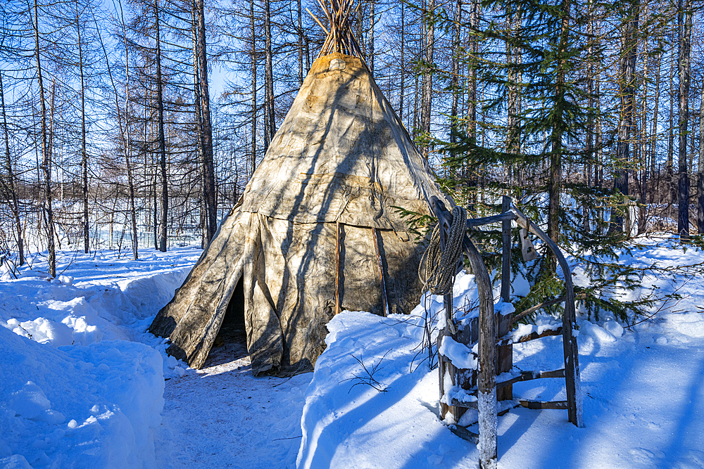 traditional Evenki Yurt in Tura, Krasnoyarsk Krai, Evenki state, Russia
